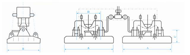 板坯吊運(yùn)翻轉(zhuǎn)兼用電磁鐵MW73系列產(chǎn)品外形圖